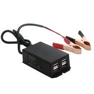 12V Vehicle USB Charger DC Power Adapter with Battery Clip for Cellphone 4 Ports Automatically Ident
