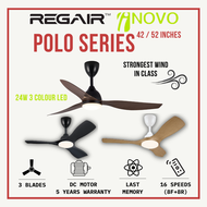 Regair Inovo Polo 42"/56" Led Ceiling Fan 3 Blades With Remote Control Polo 42 Led Kipas Siling 42 Inch 56 Inch