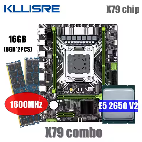 Kllisre X79 motherboard combos LGA 2011 E5 2650 V2 CPU 2*8GB memory DDR3 1600 ECC RAM