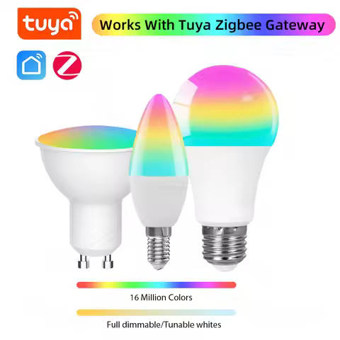 Zigbee Bulb E27 E14 GU10 Tuya Smart Life APP Gateway Hub Voice Control Works With Alexa Google Home 