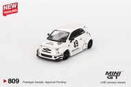 Mini GT 1:64 LB-Works X Abas Works Abarth 595 Gara White Car Model Diecast Collectible Vehicle Minia