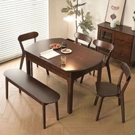 餐桌dining table  實木  簡約  伸縮  餐桌  折疊  家用  小戶型  方圓兩用  桌椅組合#餐桌#伸縮#家用