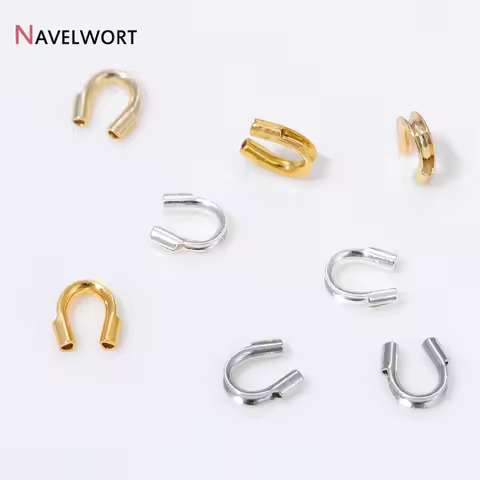 14K/18K Gold Plated Brass Metal Wire Guardian Wire Protectors For Jewelry Making U Shape Clasp Conne