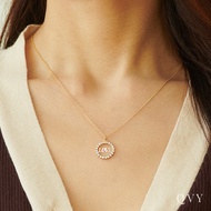 QVY Love Necklace Medallion CZ Halo Eternity Circle Pendant Holiday Gifts [CN-LV]