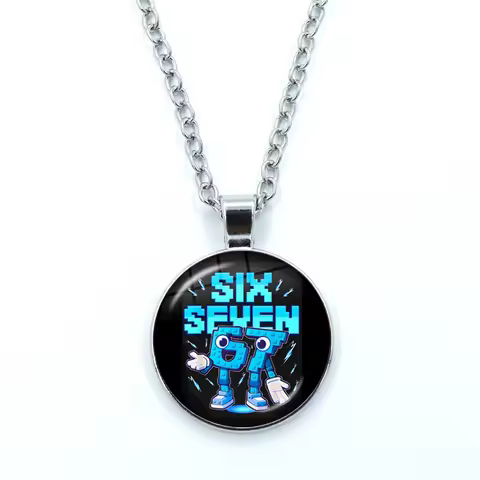 67 Six Seven Funny Meme STEAL A BRAINROT Necklace Printed Photo Pendant Glass Cabochon Necklaces 25m