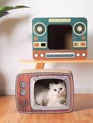 KF items 0249: 貓TV/猫抓板/貓窩紙箱瓦楞紙耐磨貓抓板/多功能電視機貓玩具/貓咪用品