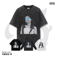 SANZ TWICE T-shirt | Stonewashed washed sandwash t-shirt | Black white longsleeve | TWICE-11