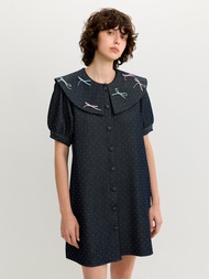 [Pomelo] เดรสลายจุดแต่งโบว์ / Bow Polka Dot Dress