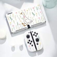 New Switch2 (2025) Game Console Accessories, 1pc Cute White Duck, Floral Leaf Pattern Protective Cas