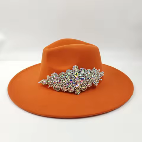 women fedora diamond hat large brim women hat men unisex bowknot jazz hat for men and women wholesal