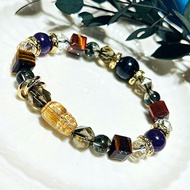 carina accessories 男款 進滿絲鈦晶貔貅 水晶手鍊 招財 事業 偏