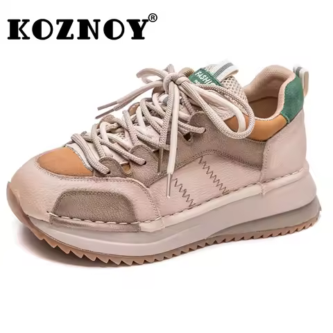 Koznoy 4cm 2025 Suede Cow Genuine Leather Flats Loafer Ethnic Moccasins Rubber Native Shoes Women Vu