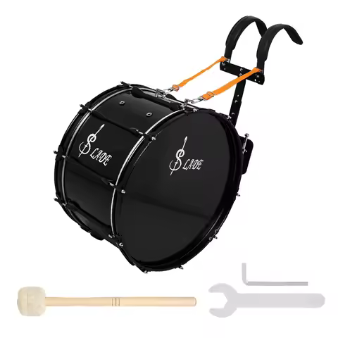 SLADE 22 Inch Marching Drum with Adjustable Back Frame Black Army Drum Professional Marching Snare D