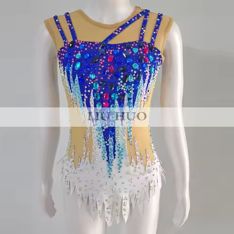 LIUHUO Women Girl Adult Sleeveless Performance Rhythmic Gymnastics Competition Leotard Ice Skating D