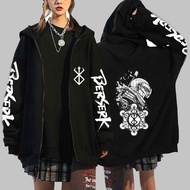 Men's Hoodie Coat Berserk Zipper Hoodies Long Sleeve Sweatshirt Oversized Fleece Jackets Funny Berserk Japanese Anime Streetwear