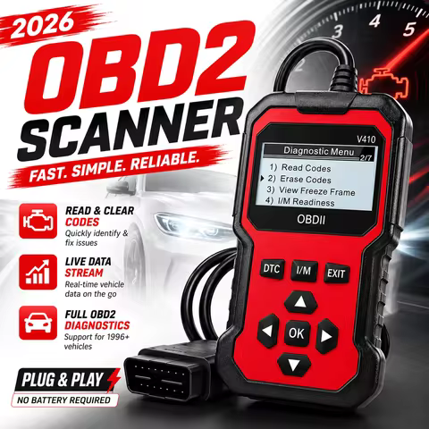V410 OBD2 Scanner Engine Fault Code Reader, Live Data Stream, I/M Readiness Monitor, Voltage Test, U