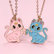 BFF Necklace for 2 Girls Best Friend Necklaces for Children Cute Cat Pendant Friendship Necklaces fo