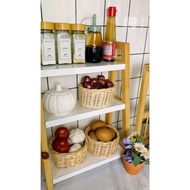 ROUND RATTAN BASKET FOR KITCHEN SPICES Spice Rack Organizer