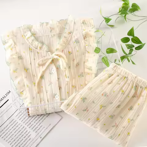 Fdfklak 100% Cotton Pijamas 2025 Autumn New Pajamas Set For Women Loungewear Long Sleeve Trousers La