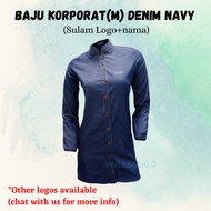 Baju Korporat Denim NAVY MUSLIMAH MR2 Sulam Logo + Nama FD-1082N