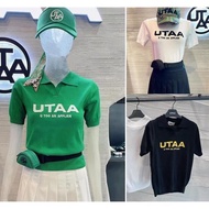 23 original single golf women's golf uniform top summer style word mark lapel casual golf all-match short-sleeved sweater J.LINDEBERG Titleist DESCENNTE Korean Uniqlo ☂