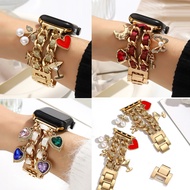 Gemstone Chain Leather Pendant Watchband For Watch Strap series11 series10 series9 87654321,SE,Ultra