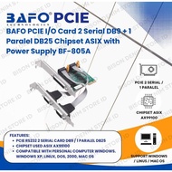 BAFO PCIE I/O Card 2 Series DB9 + 1 Parallel DB25 Chipset ASIX with Power Supply BF-805A