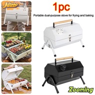 ZOOMING BBQ Grill, Dual Side Multifunctional Barbeque Stove, Portable Folding Barbecue Tools Camping