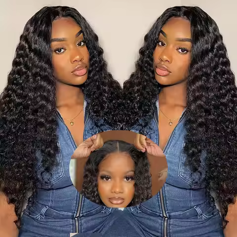 Glueless Deep Wave 9x6 7x5 HD Lace Closure Wig Indian Human Hair 4x6 5x5 Lace Front Wigs for Black W