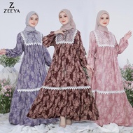 Zeeya Collection Azka Baju Dress Gamis Muslim Syari Wanita Bahan Rayon Viscose Size M L XL