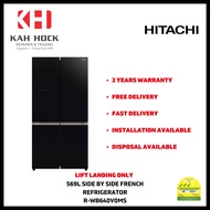 HITACHI R-WB640V0MS 569L SIDE BY SIDE FRENCH REFRIGERATOR - 2 YEARS MANUFACTURER WARRANTY + FREE DELIVERY