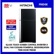 【 DELIVERY BY SELLER 】Hitachi R-VG660P7M-1 GBK BLACK 565L Glass Touch Screen Control Inverter-Twin D