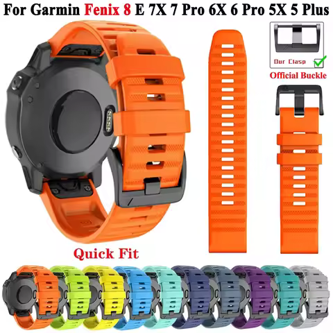 QuickFit 26mm 22mm Watch Strap For Garmin Fenix 7X 7 Pro Sapphire Solar Silicone Watchband Fenix 8 E
