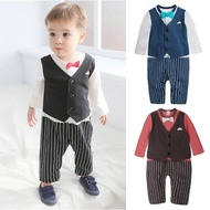 Baby Baby Children's Clothes Children's Jumpsuit Boys Fake Three-Piece Gentleman Bow Tie Romper Baby
