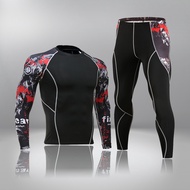 New Sport Suit Men Long Sleeve T shirts Pants MMA Compression Running Set Men Bodybuilding Rashguard Gym Fitness Tracksuits