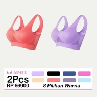 AIMER [2pcs] Jumbo Push Up Sports Bra Yoga Bra Wireless Seamless Sports Bra S6