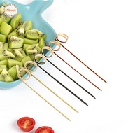 AHOUR Cocktail Skewer Cocktail Snacks Scissor Shaped Bamboo Disposable Eco-friendly Ring Toothpick