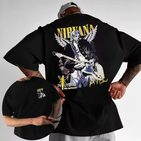 2025 Summer Men's Metal Band T-shirt Old Scholl Rock Unisex Casual Cotton T-shirt Short-sleeved Shir