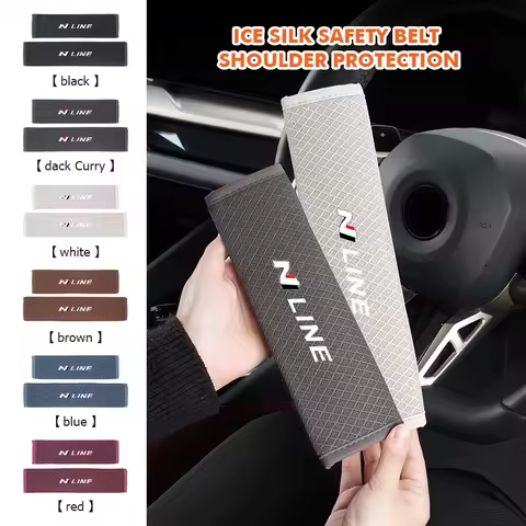 Ice Silk Car Shoulder Strap Breathable Seat Belt Protective Cover For Hyundai N Line i20 i30 Sonata 