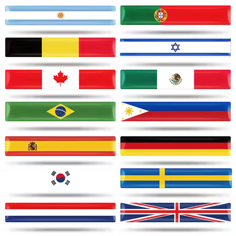 3D Epoxy Reflective National Flag Stickers Decal Auto Motorcycle Accessories Malaysia Greece Russia 