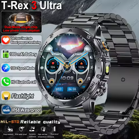 Military T-Rex 3 Ultra 1000mAh Battery Smart Watch Sports Fitness Swimm IP68 Waterproof Bluetooth Ca