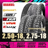 TAYAR 2.50-18, 250-18, 2.75-18, 275-18 CONTINENTAL/FKR/GRT/VIVA/EMAX/E-MAX TUBELESS/TUBE-TYPE TYRE [