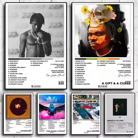 Pop Rapper Lil Tjay Central Cee Music Album Hamza Poster Gunna MF 222 Hip Hop Canvas Print Wall Art
