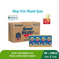 (HSD T11-2025) Thùng 48 Hộp Sữa Bột Pha Sẵn NutiFood Grow Plus 1+ {Xanh} (180ml).