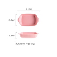 Khay sứ đĩa sứ trơn có tay cầm MS01 decor trang trí thức ăn màu pastel cực đẹp - Gốm Sứ
