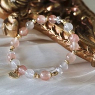 氣質粉兔毛手鍊原礦設計 / 奶油波斯菊 - 粉兔毛