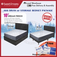 A66 Bed Frame | Frame + 10" Cooling Mattress Bundle Package | Single/Super Single/Queen/King Storage Bed | Divan Bed