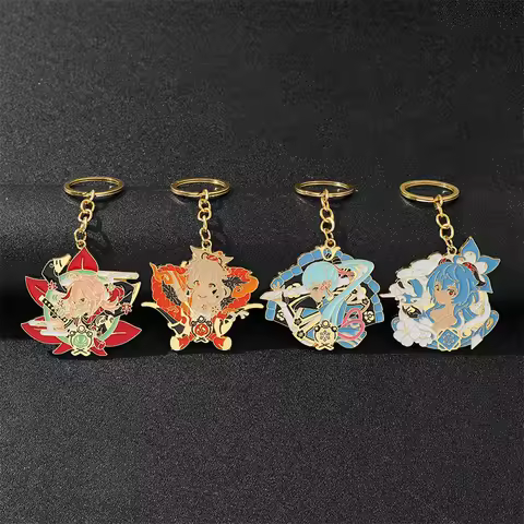 Genshin Impact Anime Game Keychain - Kaedehara Kazuha Yoimiya Kamisato Ayaka Ganyu Character Cartoon