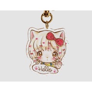 Hello Kitten ~ Gijinka kawaii chara fan art epoxy glitter acrylic keychain
