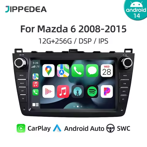 Android 14 Car Radio For Mazda 6 2 GH 2008-2015 CarPlay 4G WiFi GPS Navigation Bluetooth Stereo Car 